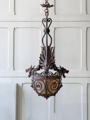 Wrought Iron & Alabaster Ceiling Light