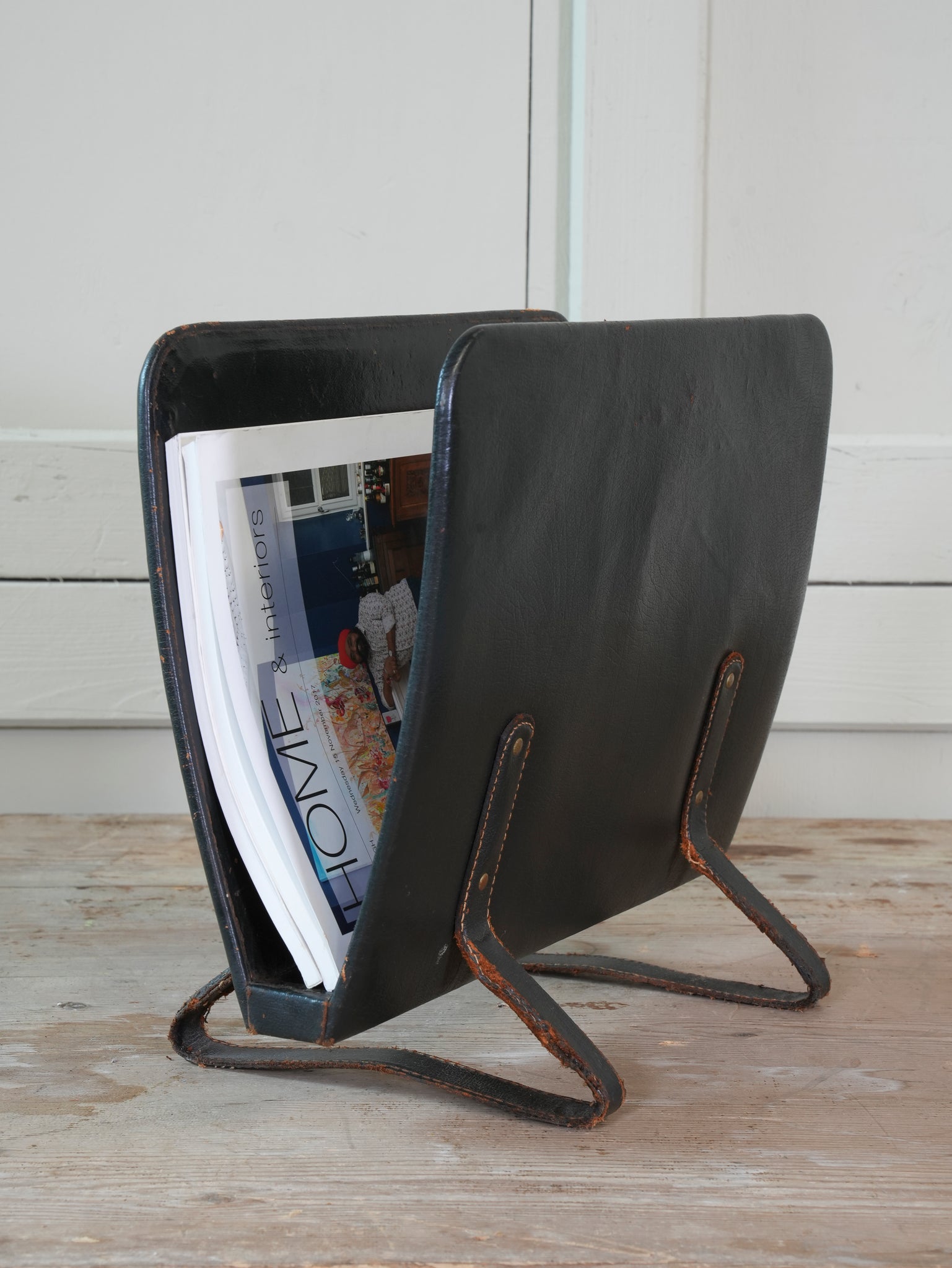Leather Bound Magazine Rack Drew Pritchard Ltd
