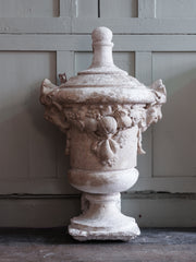 A Large Plaster Lidded Urn