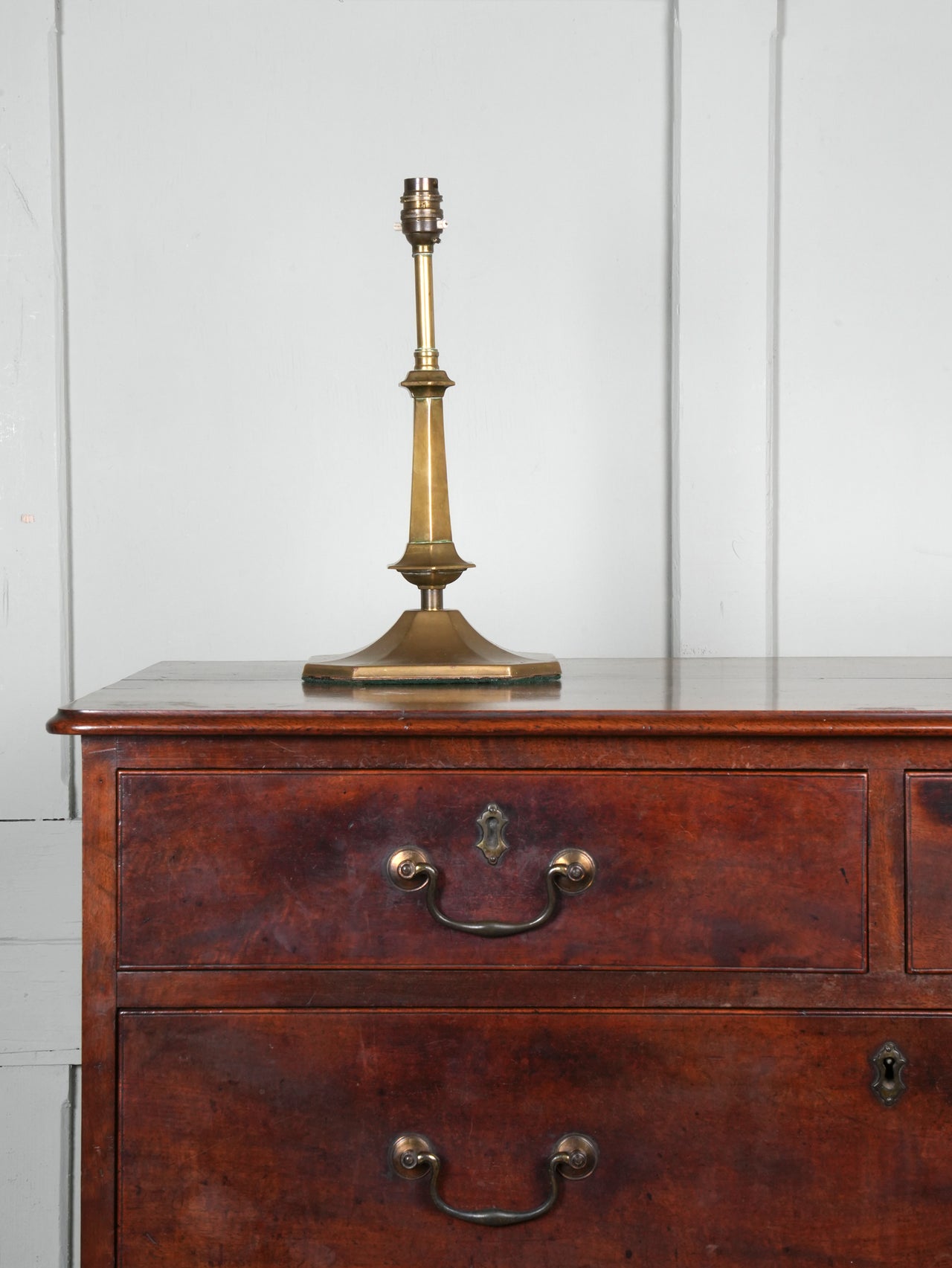 A Chamfered Brass Table Lamp