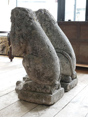 A Pair of 17th Century Italian Limestone Lions Rampant