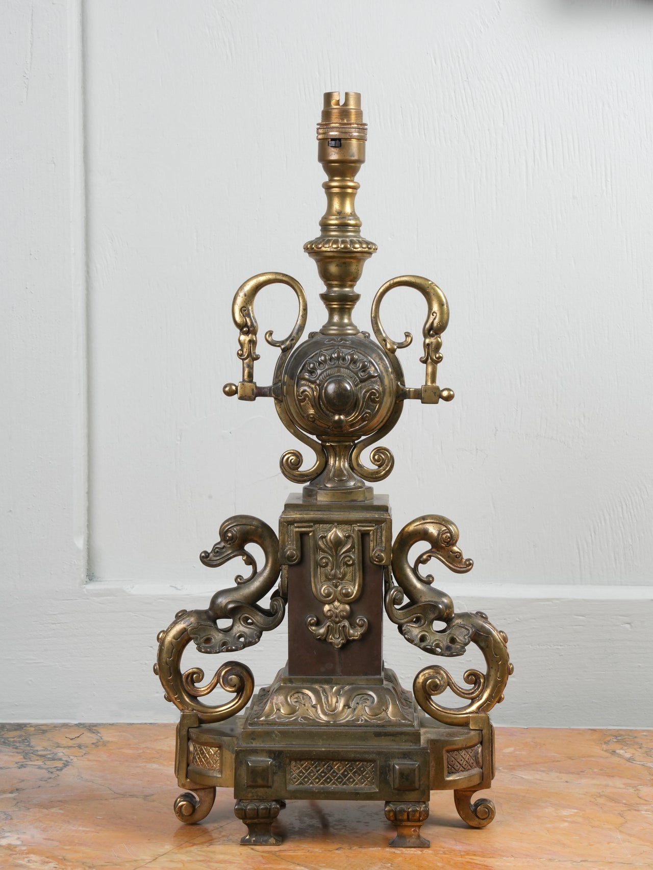 A Gilt Brass & Copper Table Lamp