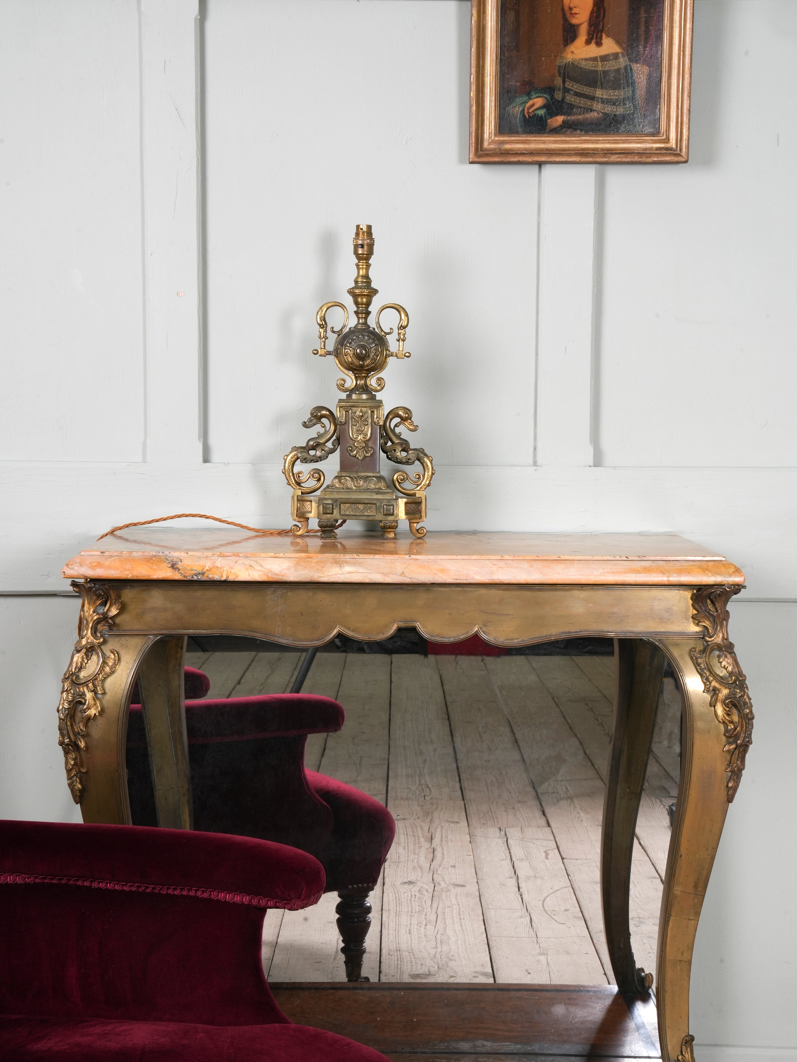 A Gilt Brass & Copper Table Lamp