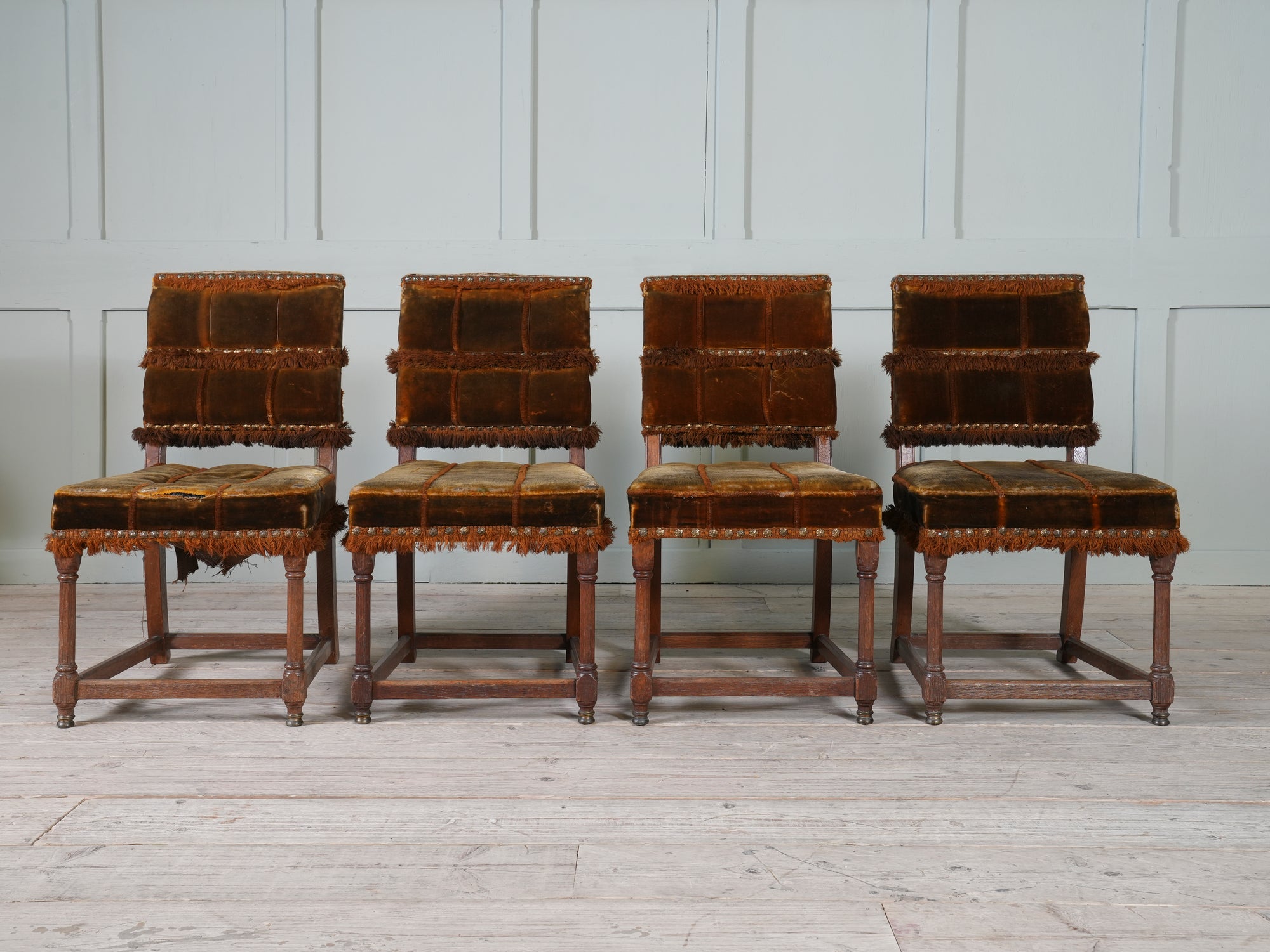A Set of Four Oak Renaissance Revival Side Chairs
