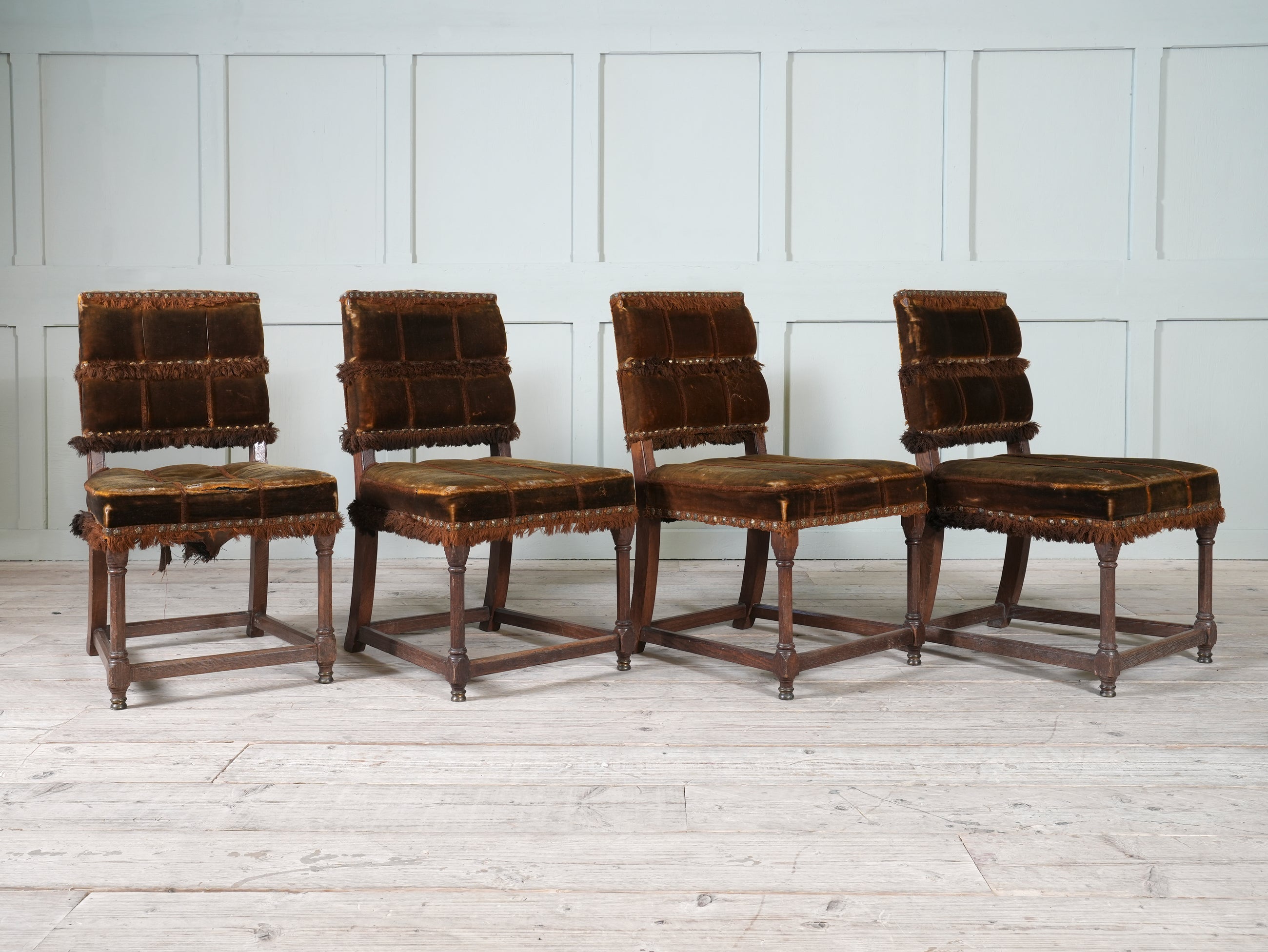 A Set of Four Oak Renaissance Revival Side Chairs