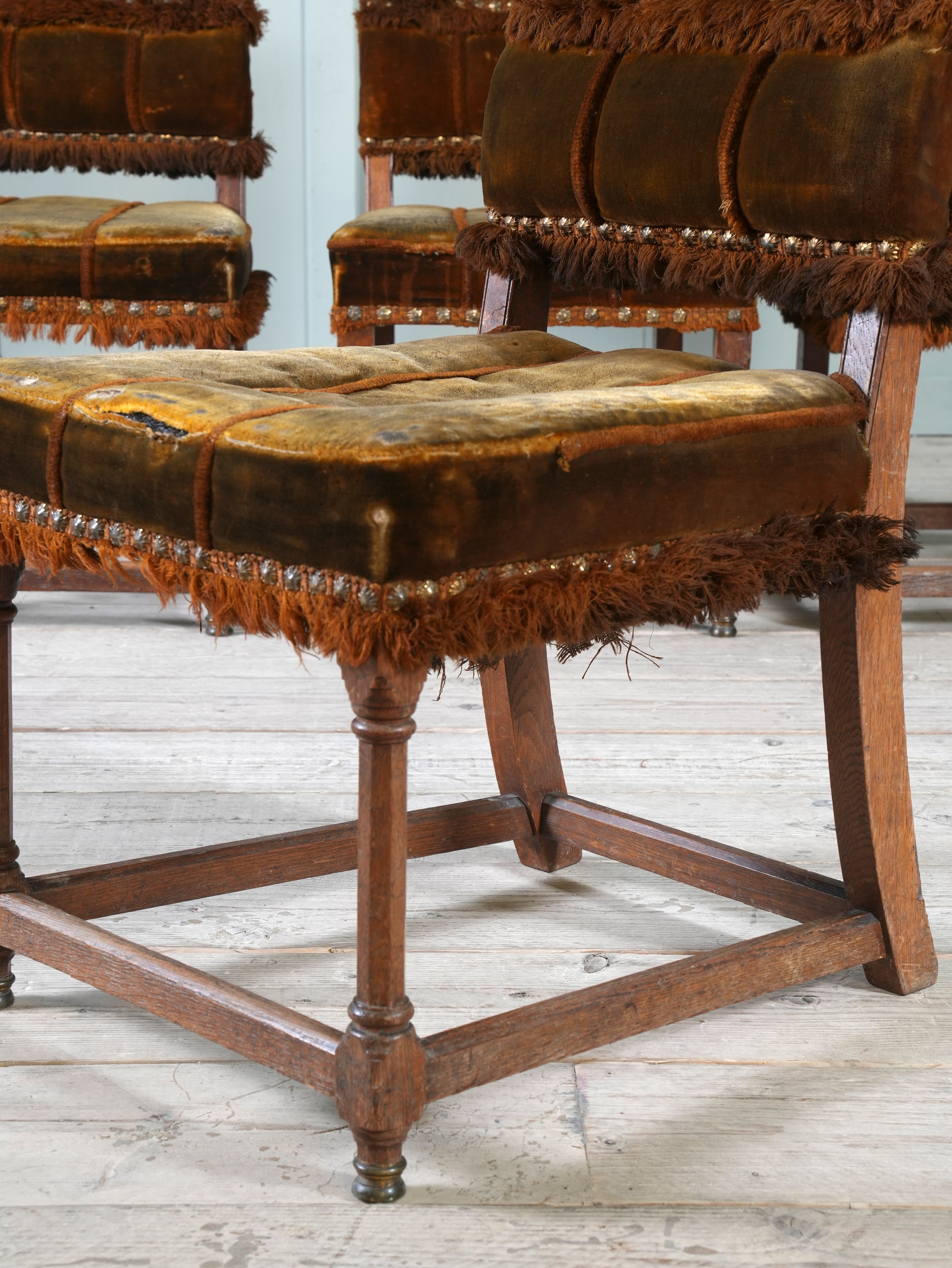 A Set of Four Oak Renaissance Revival Side Chairs