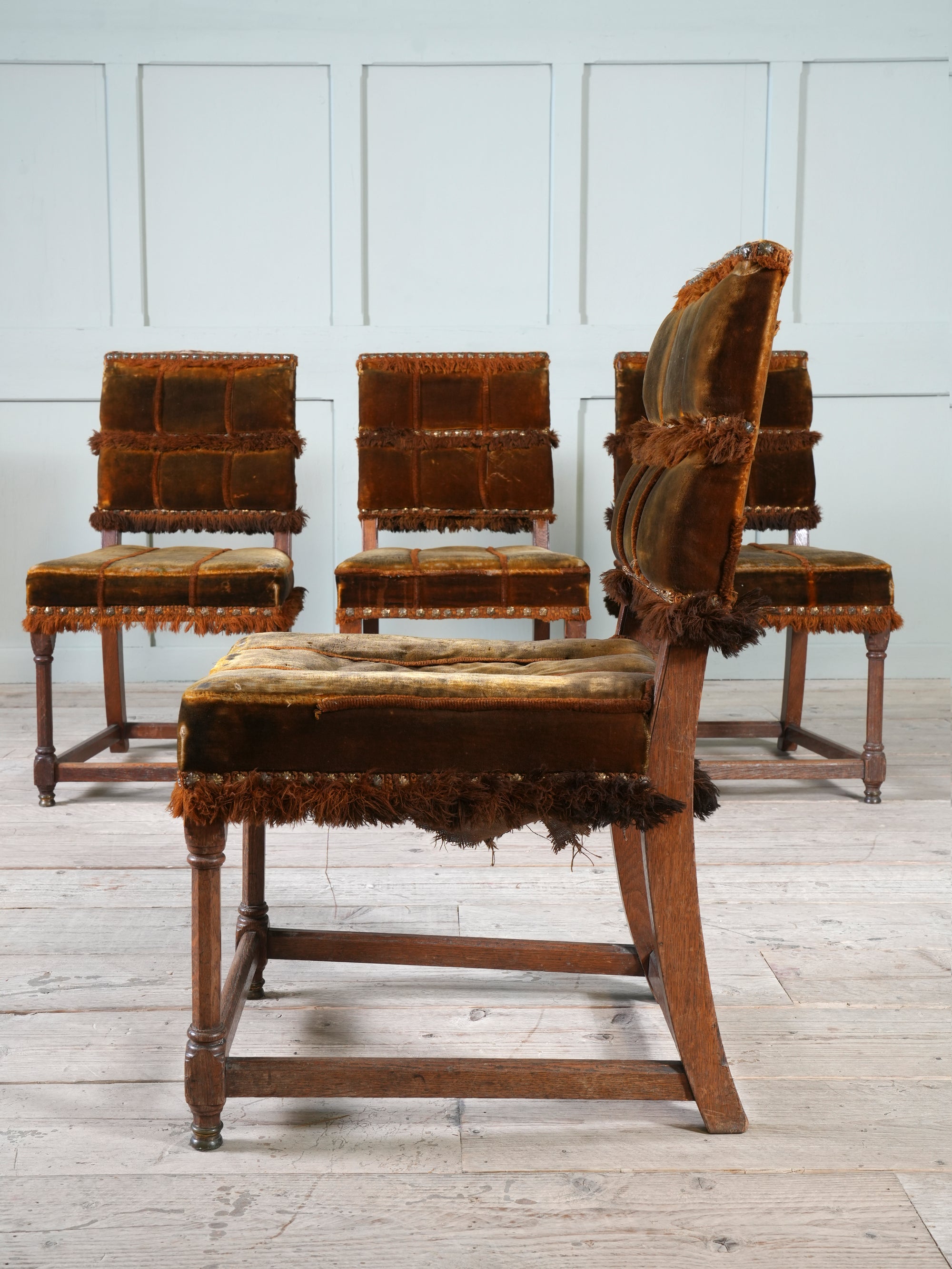 A Set of Four Oak Renaissance Revival Side Chairs