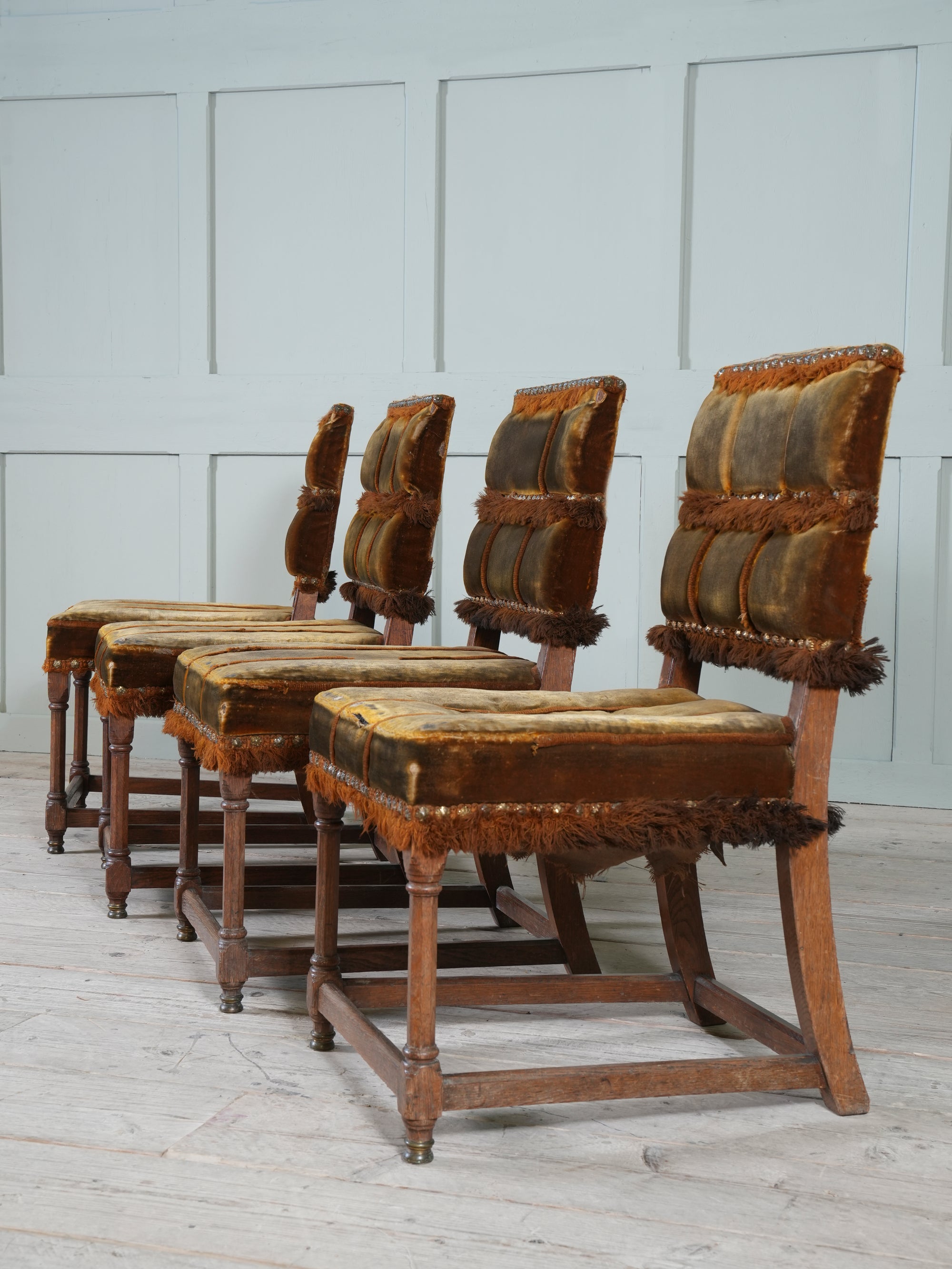 A Set of Four Oak Renaissance Revival Side Chairs