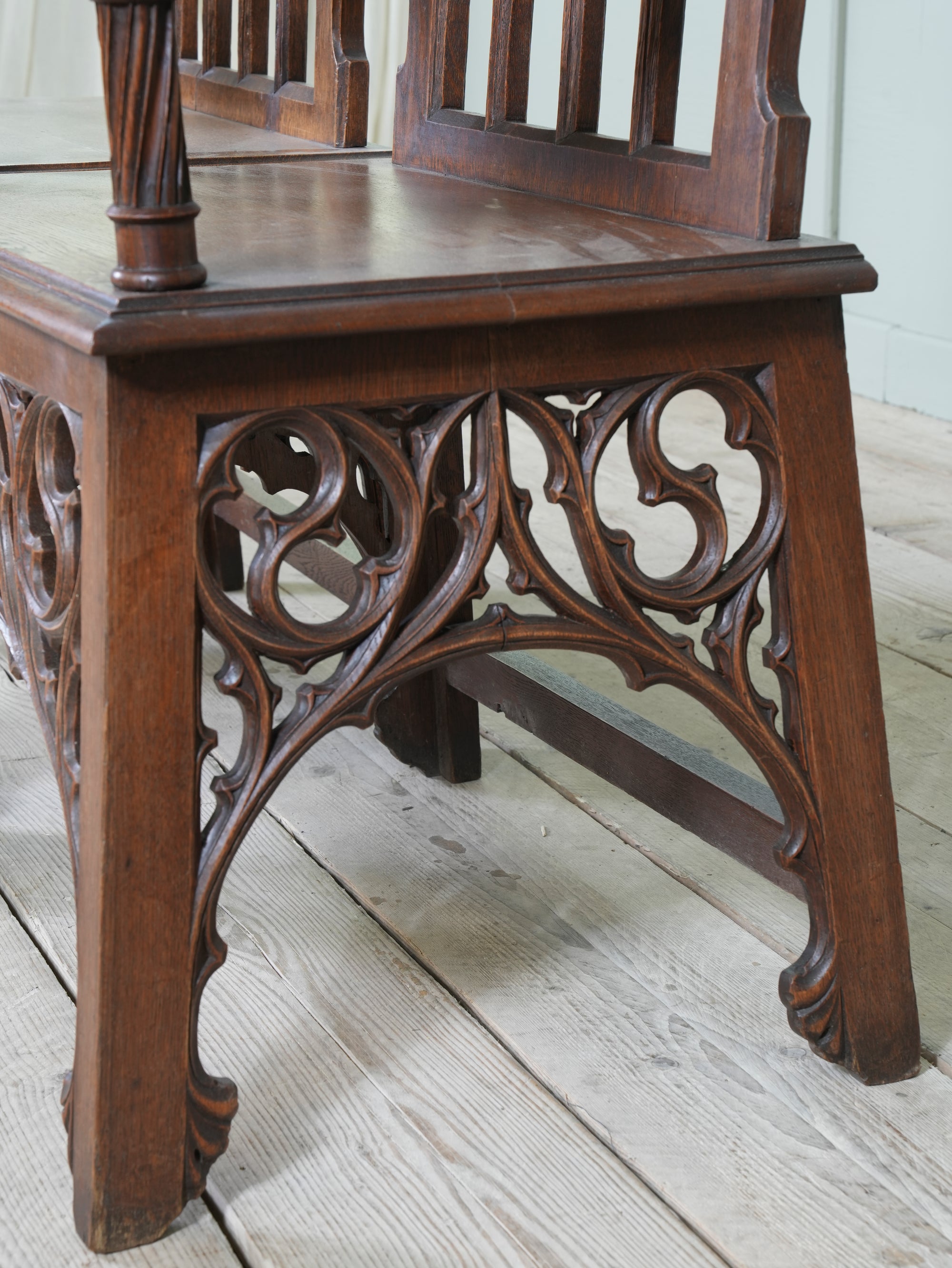 A Pair of 19th Century Oak Gothic Revival Armchairs