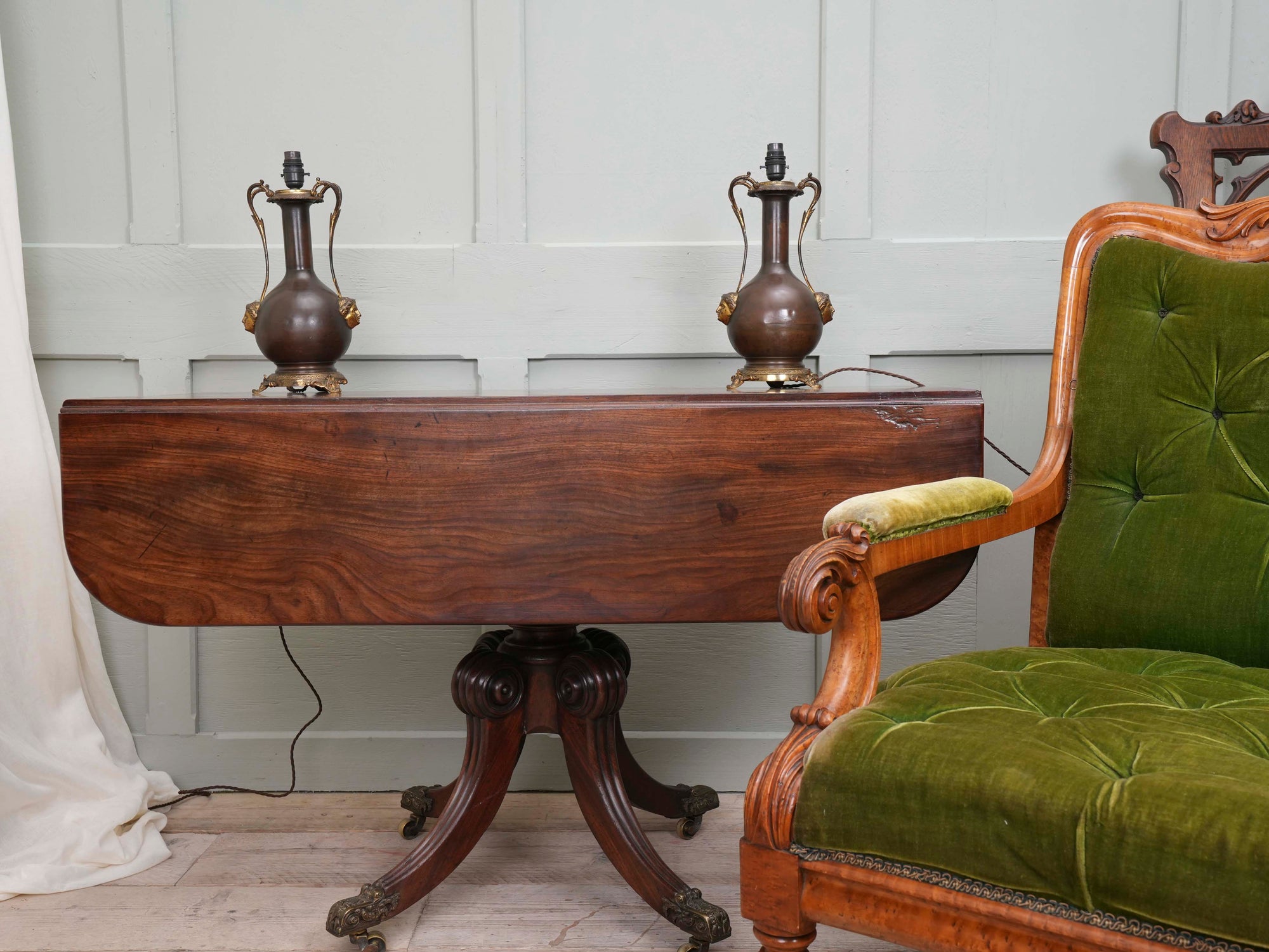 A Pair of Twin Handled Copper Vase Table Lamps