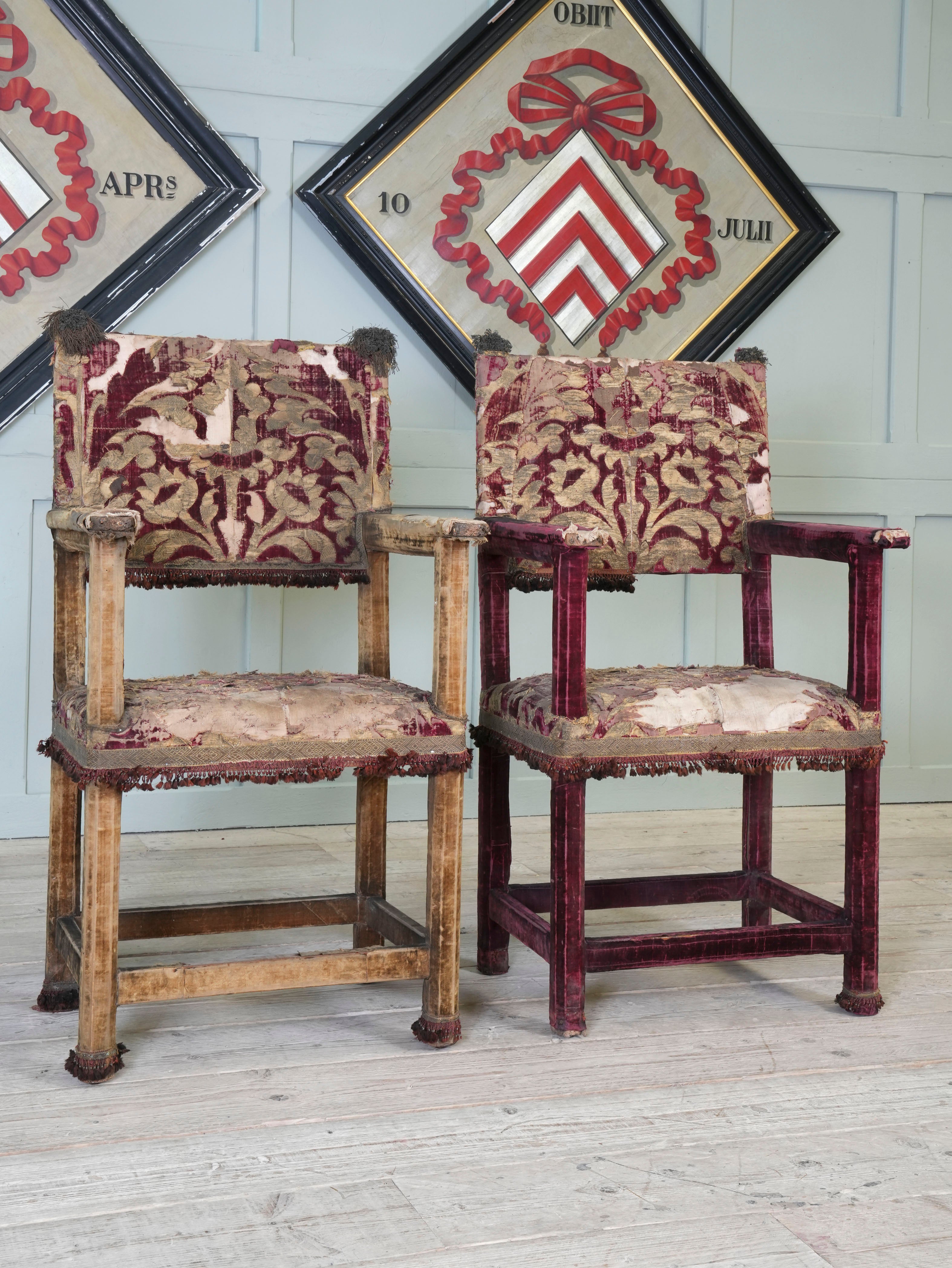A Pair of Velvet Chairs in the manner of Lenygon & Sons
