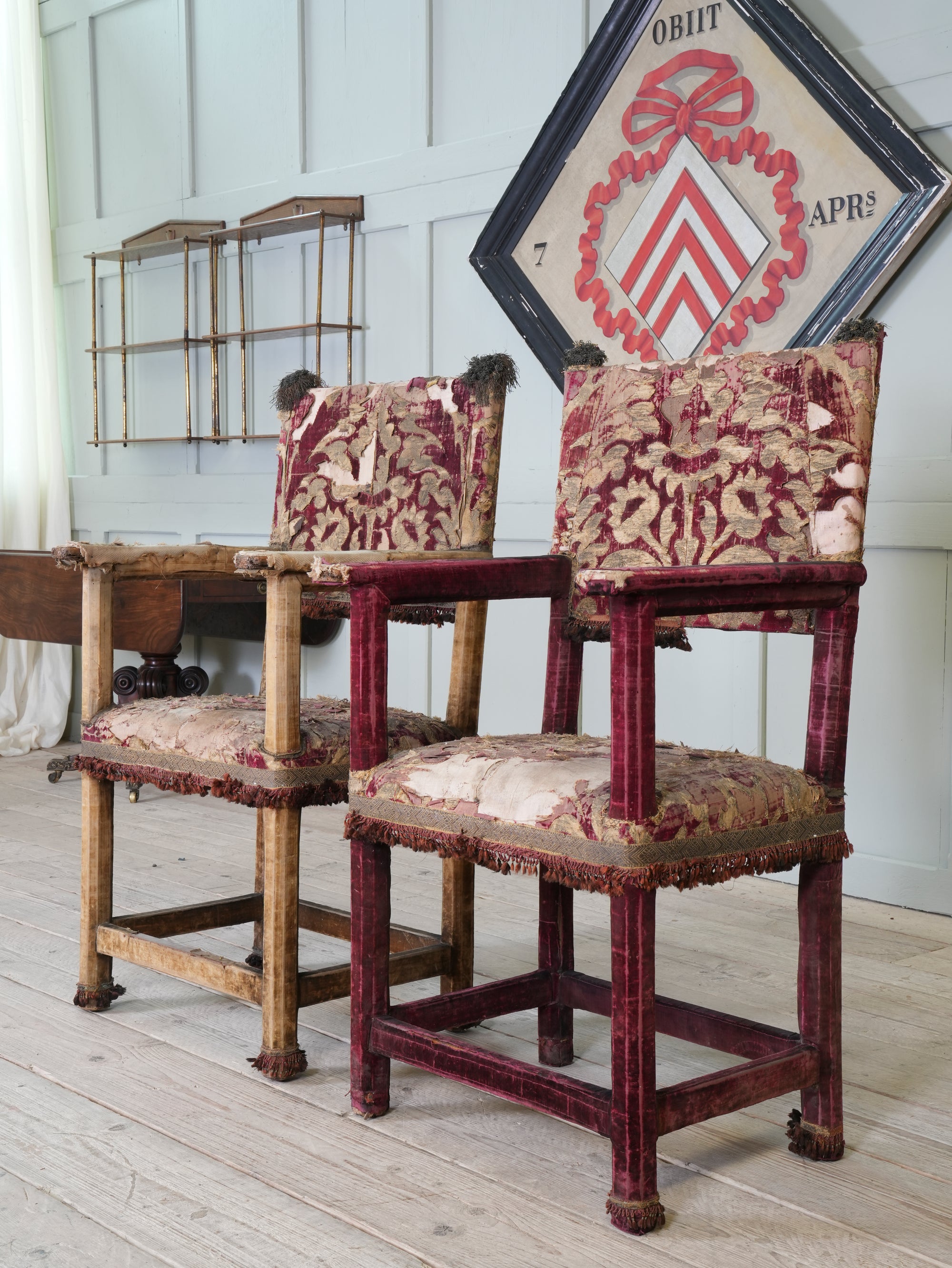 A Pair of Velvet Chairs in the manner of Lenygon & Sons