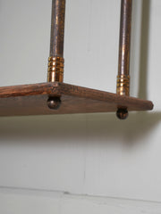 A Pair of Gilt Brass & Oak Hanging Shelves