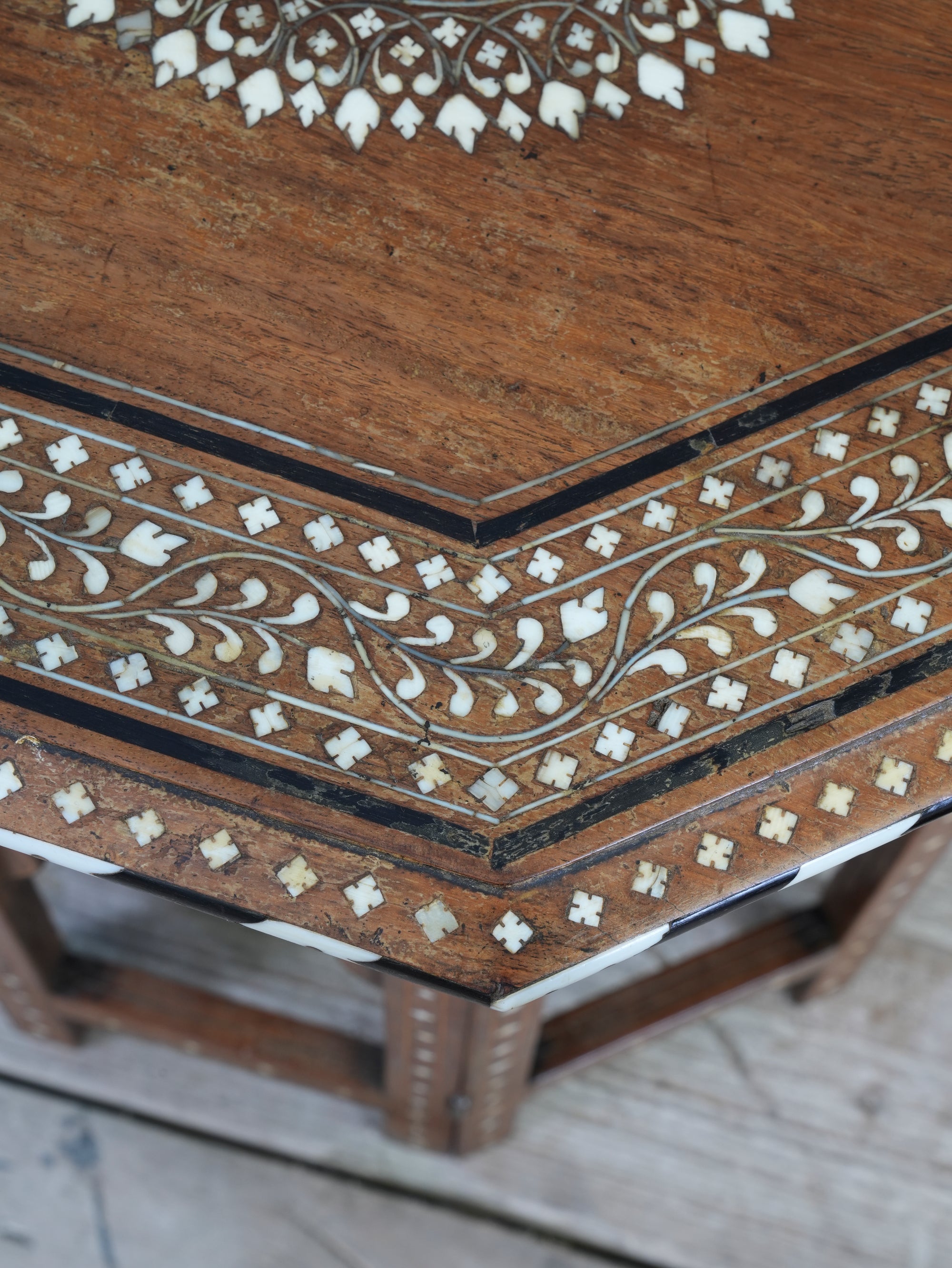 A Bone & Ebony Inlaid Hoshiarpur Table