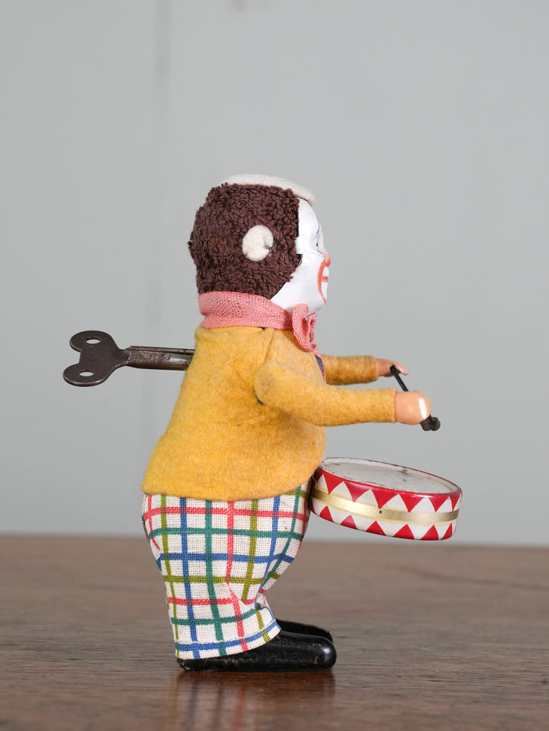 Schuco - Figure mécanique dansante en feutre, Clown Schuco avec tambour Schuco - Figure mécanique dansante en feutre, Clown Schuco avec tambour