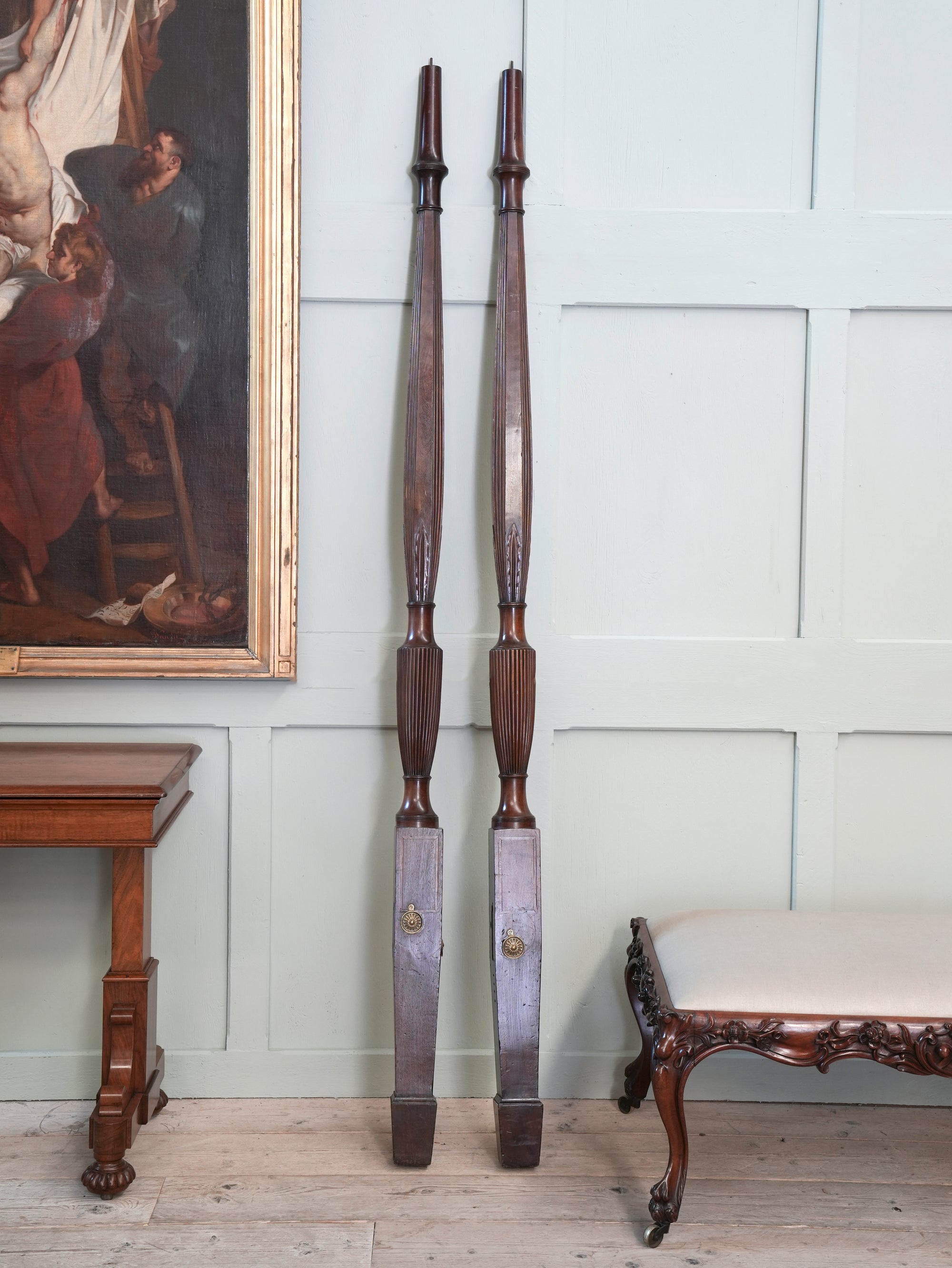 A Pair Of Late Regency Mahogany Bed Posts