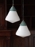 The Grace Opaline Glass Pendant Light in Verdigris