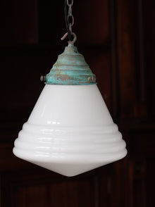 The Grace Opaline Glass Pendant Light in Verdigris