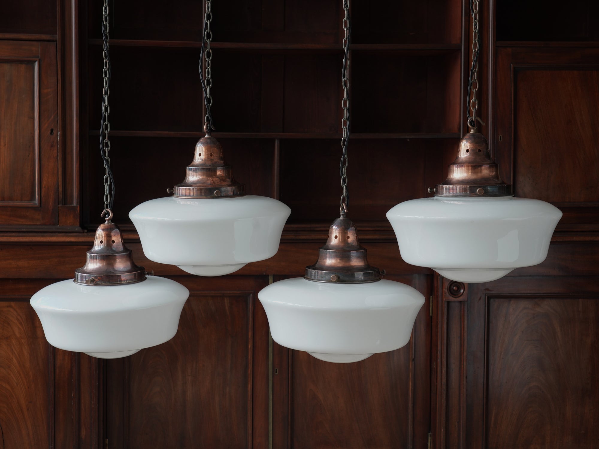 The Capel Bach Opaline Glass Pendant in Patinated Copper