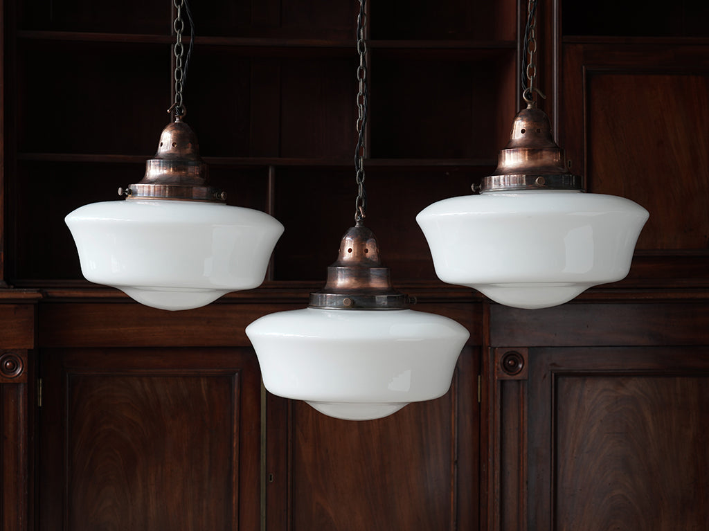 The Capel Bach Opaline Glass Pendant in Patinated Copper
