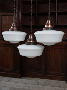 The Capel Bach Opaline Glass Pendant in Patinated Copper