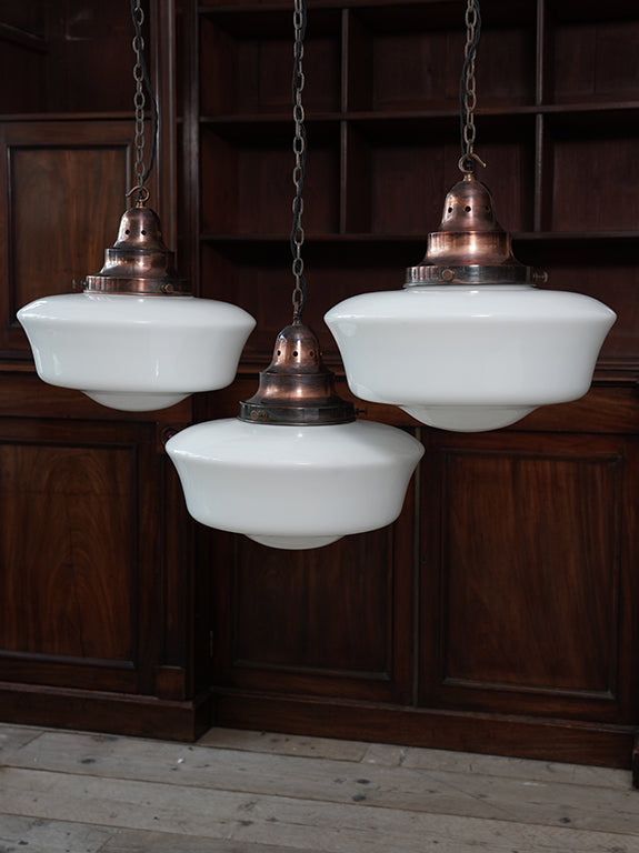 The Capel Bach Opaline Glass Pendant in Patinated Copper