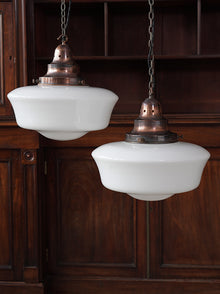 The Capel Bach Opaline Glass Pendant in Patinated Copper