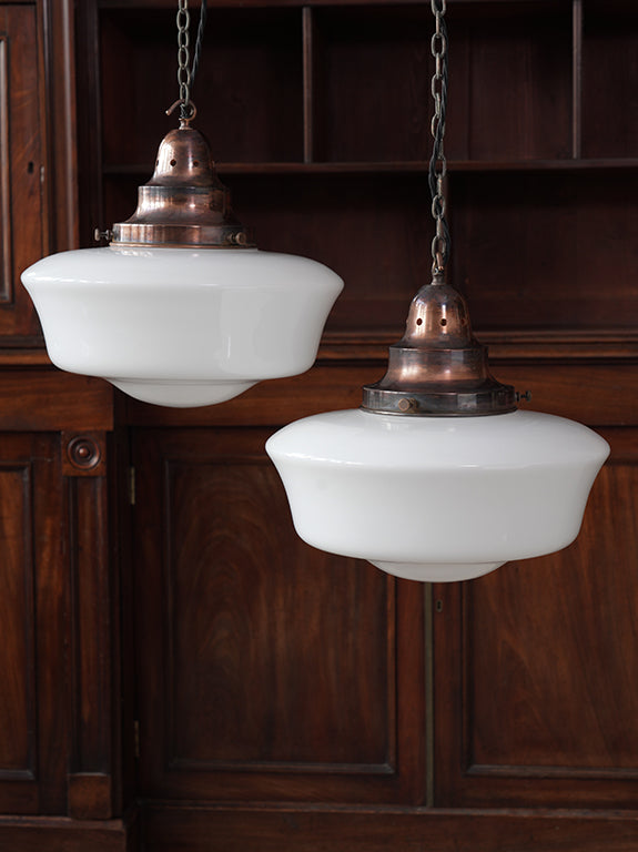 The Capel Bach Opaline Glass Pendant in Patinated Copper