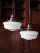 The Capel Bach Opaline Glass Pendant in Patinated Copper