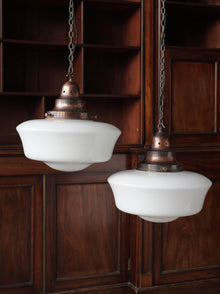The Capel Bach Opaline Glass Pendant in Patinated Copper