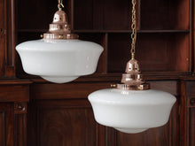 The Capel Mawr Opaline Glass Pendant in Polished Copper