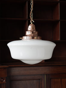 The Capel Bach Opaline Glass Pendant in Polished Copper