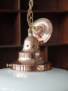 The Capel Bach Opaline Glass Pendant in Polished Copper