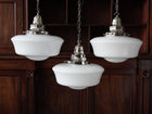 The Capel Mawr Opaline Glass Pendant in Nickel