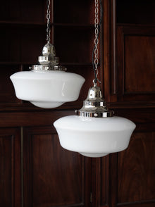 The Capel Bach Opaline Glass Pendant in Nickel