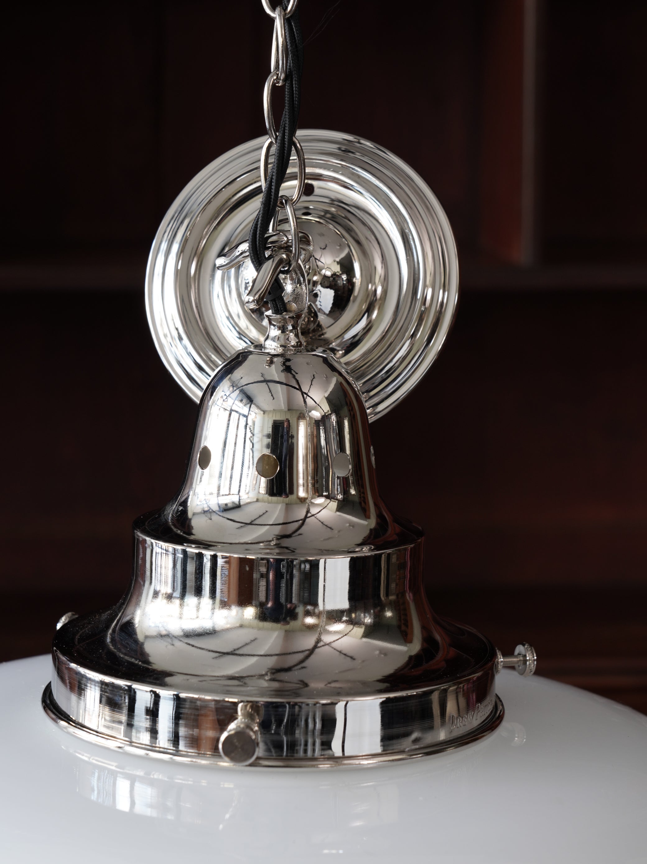 The Capel Bach Opaline Glass Pendant in Nickel