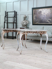 A Pair of Travertine Marble & Cast Iron Orangery Tables