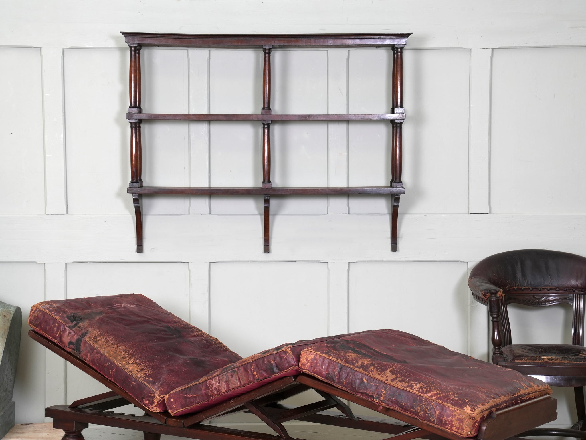 Mahogany Hanging Shelves Drew Pritchard Ltd