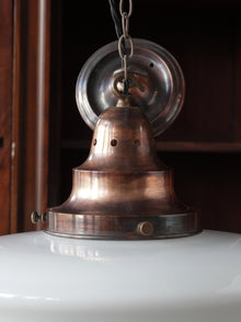 The Capel Bach Opaline Glass Pendant in Patinated Copper