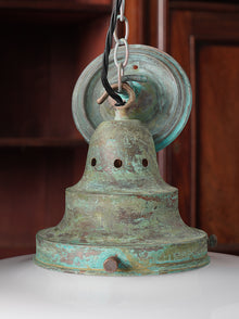 The Capel Mawr Opaline Glass Pendant in Verdigris