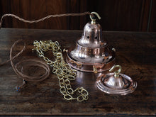 The Capel Mawr Opaline Glass Pendant in Polished Copper
