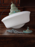 The Capel Mawr Opaline Glass Pendant in Verdigris