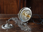 The Capel Mawr Opaline Glass Pendant in Nickel