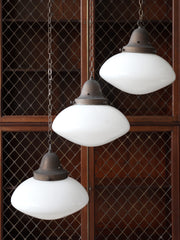 Ovaloid Opaline Glass Chapel Pendant Lights