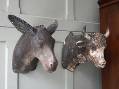 Stoneware Donkey & Bull Butchers Shop Display Masks