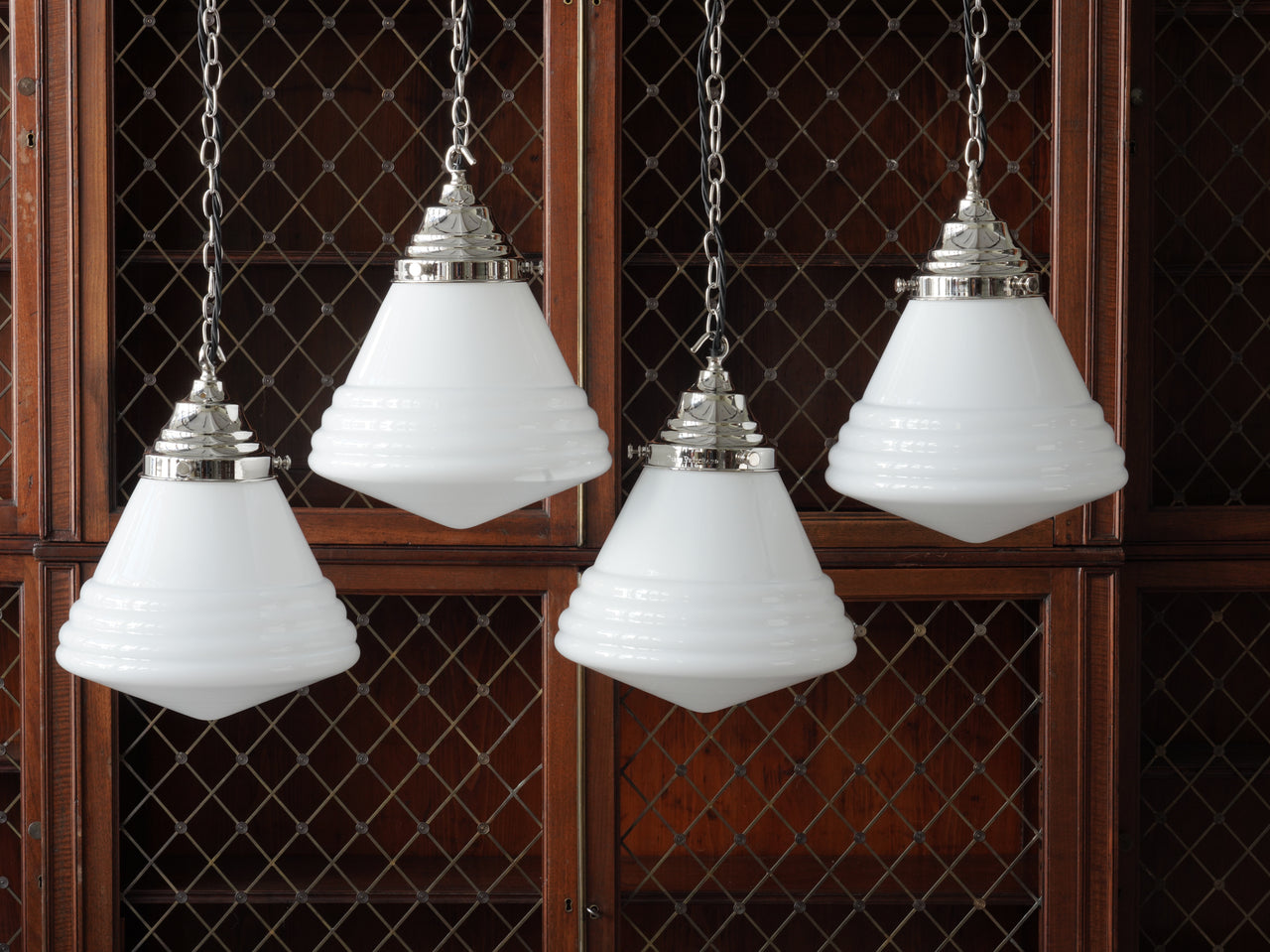 The Grace Opaline Pendant Light in Nickel