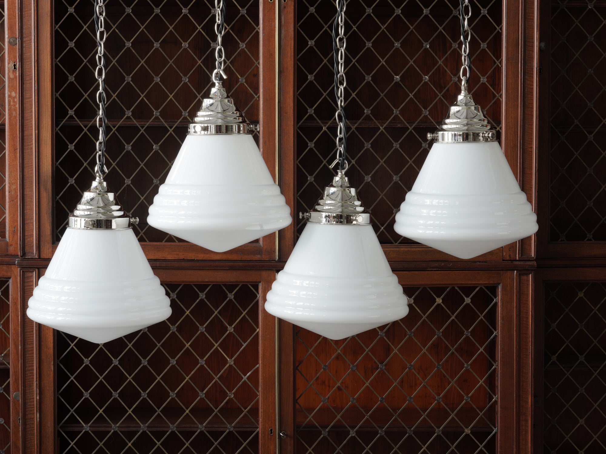The Grace Opaline Pendant Light in Nickel