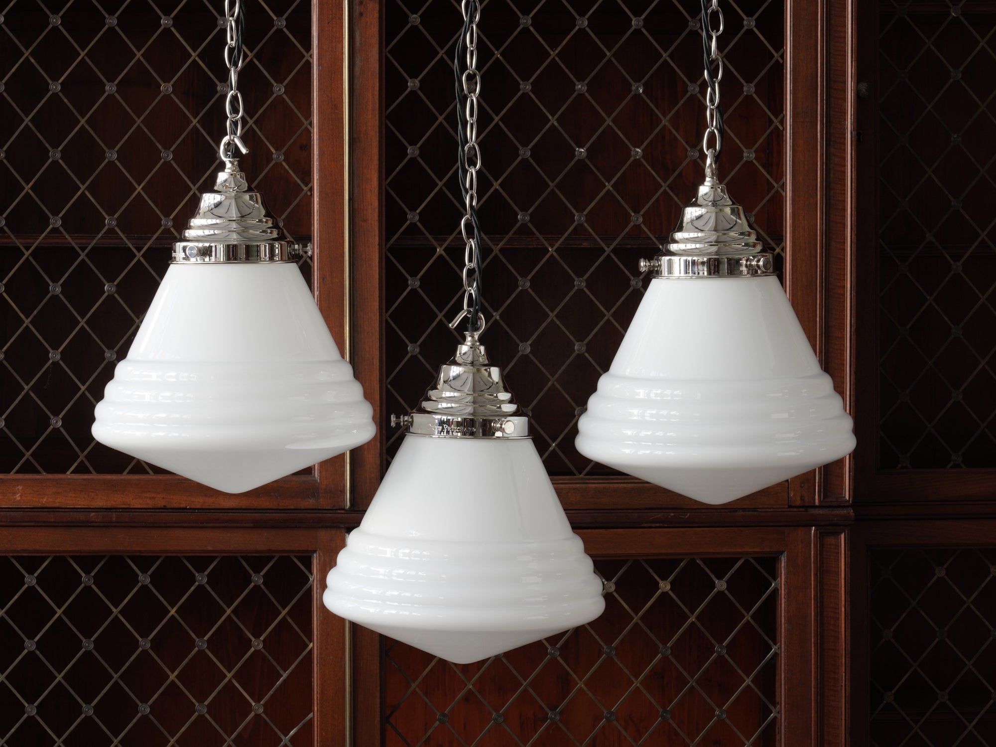 The Grace Opaline Pendant Light in Nickel