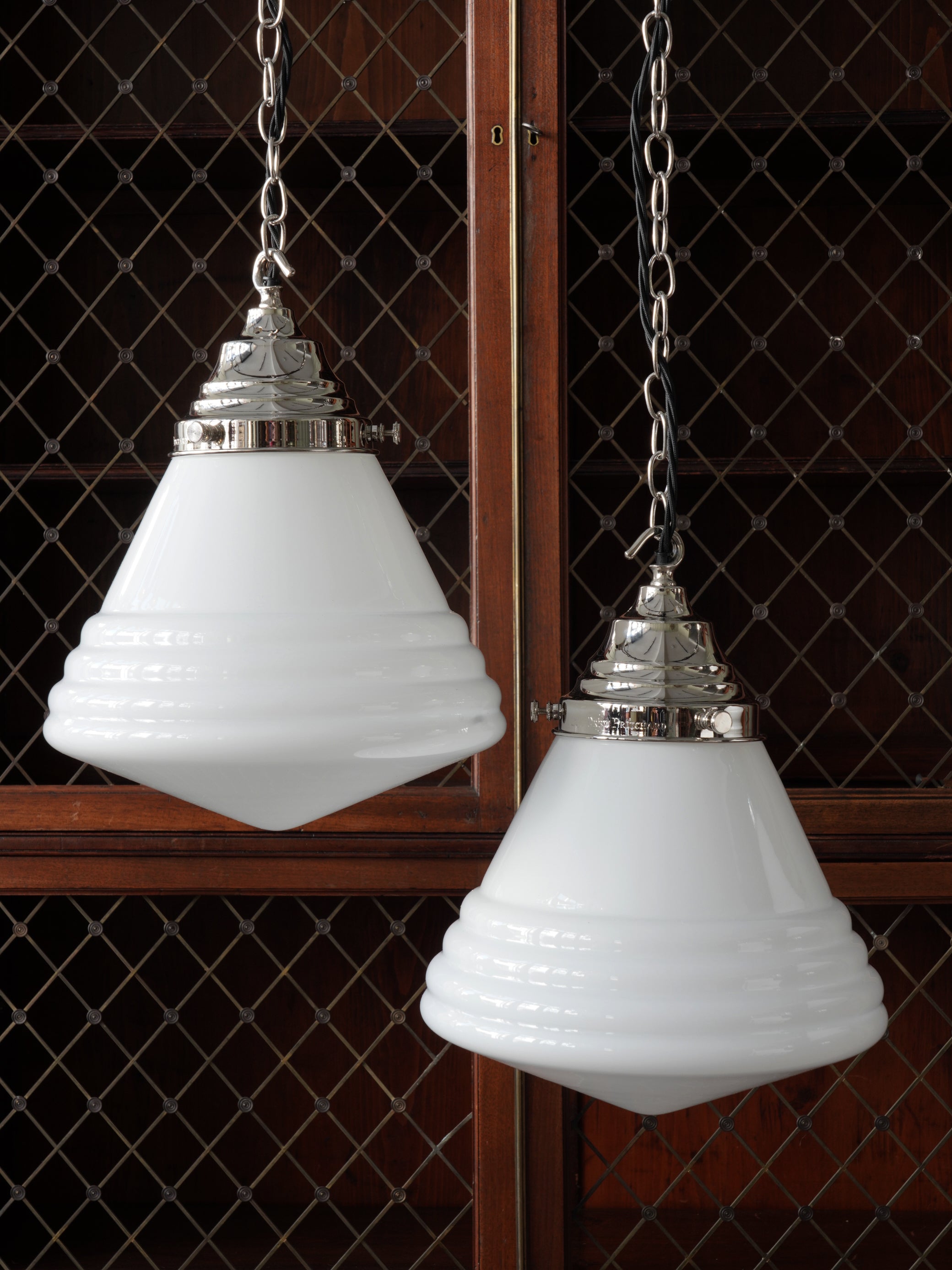 The Grace Opaline Pendant Light in Nickel