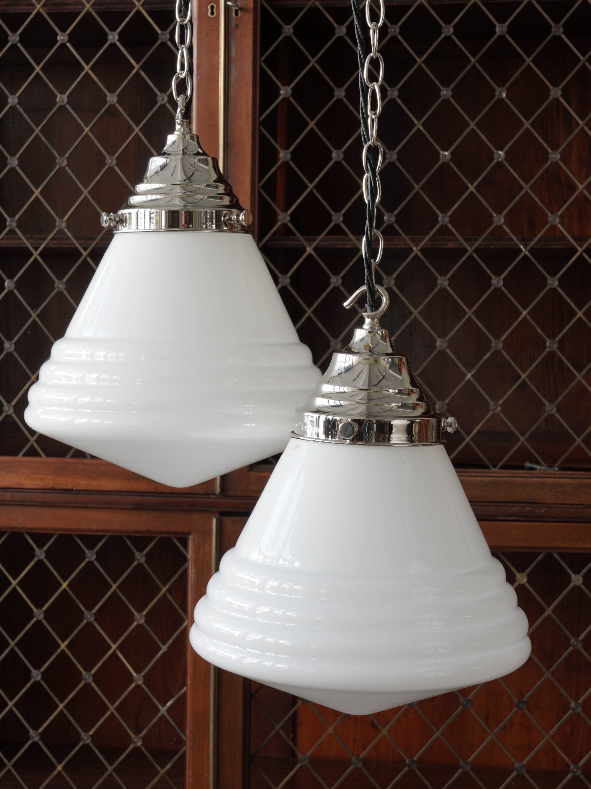 The Grace Opaline Pendant Light in Nickel